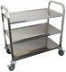 Commercial Stainless Steel 34x18 3 Shelf Utility Kitchen Metal Cart On Wheels
