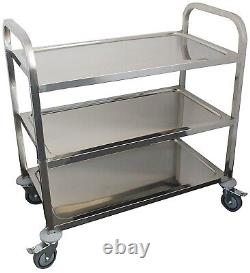 Commercial Stainless Steel 34x18 3 Shelf Utility Kitchen Metal Cart on Wheels