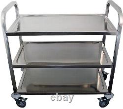 Commercial Stainless Steel 34x18 3 Shelf Utility Kitchen Metal Cart on Wheels