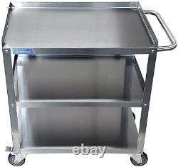 Commercial Stainless Steel 3 Shelf Utility Kitchen Metal Cart 28X15X33
