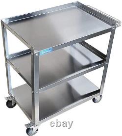 Commercial Stainless Steel 3 Shelf Utility Kitchen Metal Cart 28X18X33