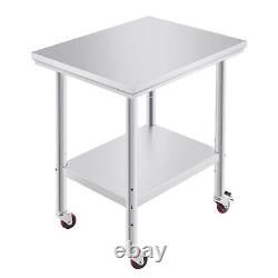 Commercial Stainless Steel Bar Table w Adjustable Shelf Kitchen Cart 30x24 Inch