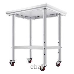 Commercial Stainless Steel Bar Table w Adjustable Shelf Kitchen Cart 30x24 Inch