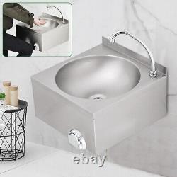Commercial Stainless Steel Basin Hand Free Wash Sink Knee Operated Kitchen