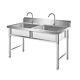Commercial Stainless Steel Bowl Sink Kitchen Double-bowl Utility Sink New