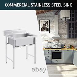 Commercial Stainless Steel Dishwashing Sink w Water Basin for Home Bar & Kitchen
