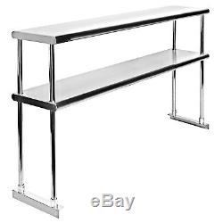 Commercial Stainless Steel Double Overshelf 18 x 60 for Work Table
