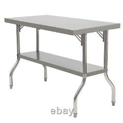 Commercial Stainless Steel Folding Work Prep Table Open Kitchen 482433.5 inch