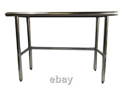 Commercial Stainless Steel Food Prep Work Table with Crossbar Open Base 24 X 30