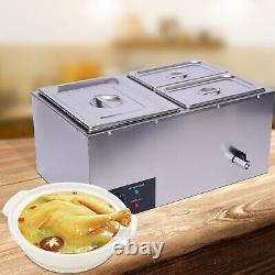 Commercial Stainless Steel Food Warmer 3-Pan Steam Table Warmer with Lids 30-85°C