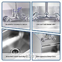 Commercial Stainless Steel Hand Wash Washing Wall Mount Sink Kitchen Basin New