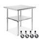 Commercial Stainless Steel Kitchen Food Prep Work Table With 4 Casters 24 X 30