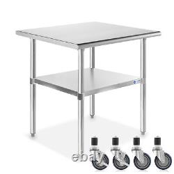 Commercial Stainless Steel Kitchen Food Prep Work Table with 4 Casters 24 x 30