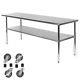 Commercial Stainless Steel Kitchen Food Prep Work Table With 4 Casters 24 X 72
