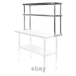 Commercial Stainless Steel Kitchen Prep Table Wide Double Overshelf 12 x 48