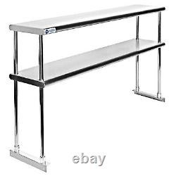 Commercial Stainless Steel Kitchen Prep Table Wide Double Overshelf 30 x 60