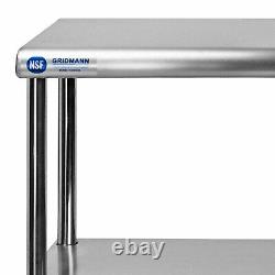 Commercial Stainless Steel Kitchen Prep Table Wide Double Overshelf 30 x 60