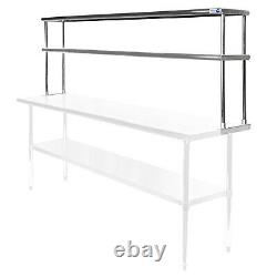 Commercial Stainless Steel Kitchen Prep Table Wide Double Overshelf 30 x 72
