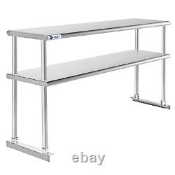 Commercial Stainless Steel Kitchen Prep Table Wide Double Overshelf 30 x 72