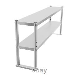Commercial Stainless Steel Kitchen Prep Table with Double Overshelf12 x 60 Inch