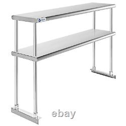 Commercial Stainless Steel Kitchen Prep Table with Double Overshelf- 30 x 48