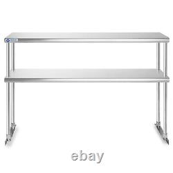 Commercial Stainless Steel Kitchen Prep Table with Double Overshelf- 30 x 48
