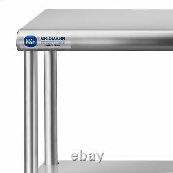 Commercial Stainless Steel Kitchen Prep Table with Double Overshelf- 30 x 72