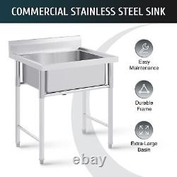 Commercial Stainless Steel Kitchen Restaurant Sink Laundry Tub 1 Bowl Waste Incl