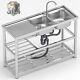 Commercial Stainless Steel Kitchen Sink 1/2/3 Compartments With Cold&hot Faucet