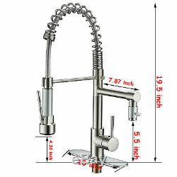 Commercial Stainless Steel Kitchen Sink Faucet Pull Down Sprayer Spring Mixer