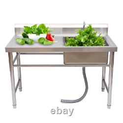 Commercial Stainless Steel Kitchen Sink Sink Bowl Catering Prepare Table+Faucet