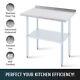 Commercial Stainless Steel Kitchen Table W Adjustable Shelf Backsplash 36x24 In