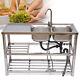 Commercial Stainless Steel Kitchen Utility Sink Compartment+faucet & Prep Table