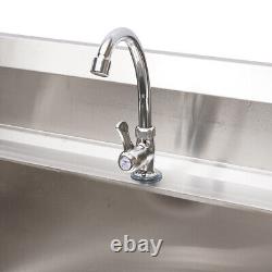 Commercial Stainless Steel Kitchen Utility Sink Compartment+Faucet + Prep Table