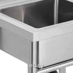 Commercial Stainless Steel Kitchen Utility Sink with Drainboard 39 wide Handmade
