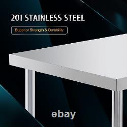 Commercial Stainless Steel Meal Prep Table w Shelf Casters Kitchen Table 36x30