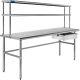 Commercial Stainless Steel Open Base Work Table With 2 Tier Overshelf And Drawer