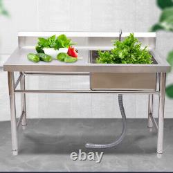 Commercial Stainless Steel Prep Sink Catering Basin Unit +Drainboard For Kitchen