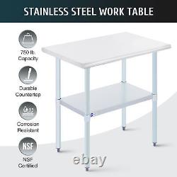 Commercial Stainless Steel Prep Table w Backsplash Adjustable Shelf Feet 36x24