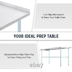 Commercial Stainless Steel Prep Table w Backsplash Adjustable Shelf Feet 72x30
