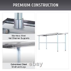 Commercial Stainless Steel Prep Table w Backsplash Adjustable Shelf Feet 72x30