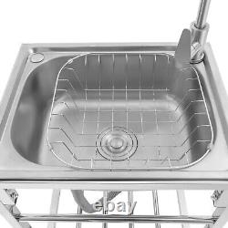 Commercial Stainless Steel Sink 1 Compartment Freestanding Utility Sink Kitchen
