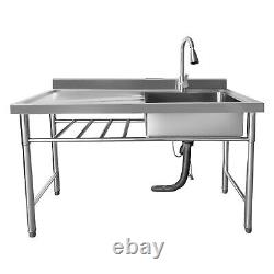Commercial Stainless Steel Sink 304& Compartment Drain Adjustable Hot, cold Water