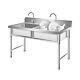 Commercial Stainless Steel Sink Anti-rust Double-bowl Utility Sinks Brand New