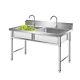 Commercial Stainless Steel Sink Anti-rust Double-bowl Utility Sinks With Faucet