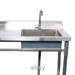 Commercial Stainless Steel Sink Bowl Kitchen Catering Prep Table With1 Compartment