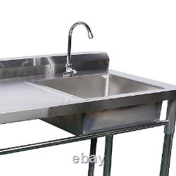 Commercial Stainless Steel Sink Bowl Kitchen Catering Prep Table With1 Compartment