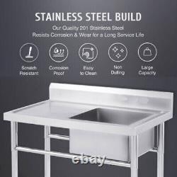 Commercial Stainless Steel Sink Bowl Kitchen Catering Prep Table With Compartment
