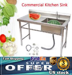 Commercial Stainless Steel Sink Bowl Kitchen Catering Prep Table with1 Compartment