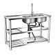 Commercial Stainless Steel Sink Kitchen Utility Sink 2 Compartment & Prep Table